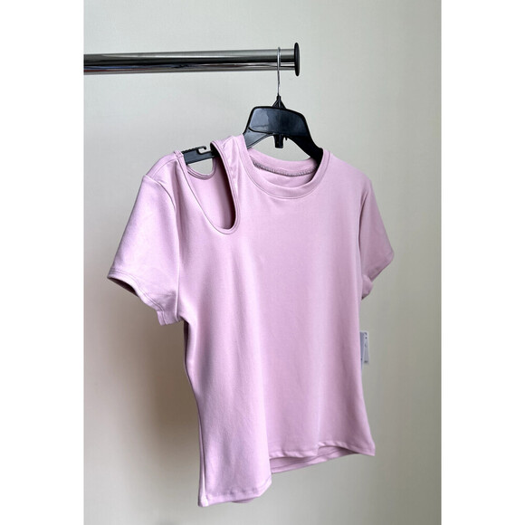 Nine West Cutout Shoulder Shadow Activewear T-Shirt In Mauve Size M - Picture 5 of 10